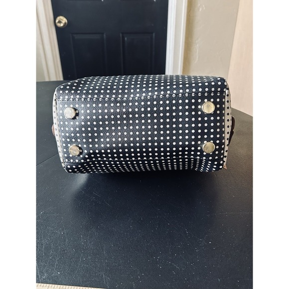 Fossil Sydney Satchel Black & Cream Polka Dot Small Hand Bag Purse Shoulder Bag - Picture 6 of 14